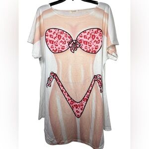 Spadehill‎ Women’s Cheetah Print Bikini Tee Coverup